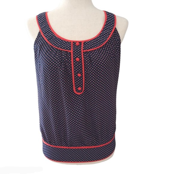 mine Tops - Mine Navy Blue & Orange Polka Dot Top Size S